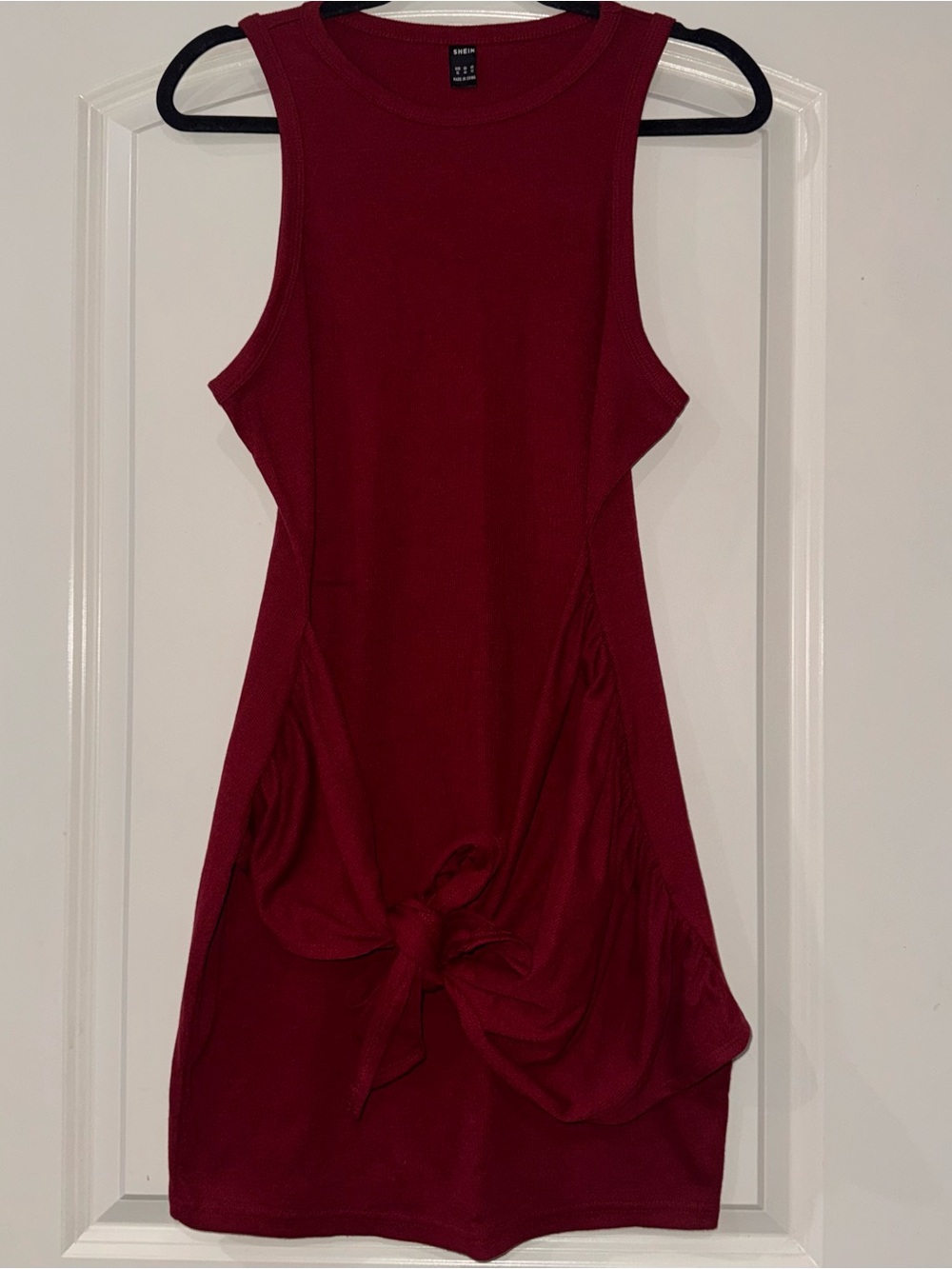 SHEIN Tie Front Rib-Knit Bodycon Dress Size XL